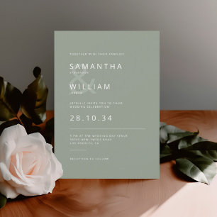 Modern minimalist mix & match elegant wedding invitation
