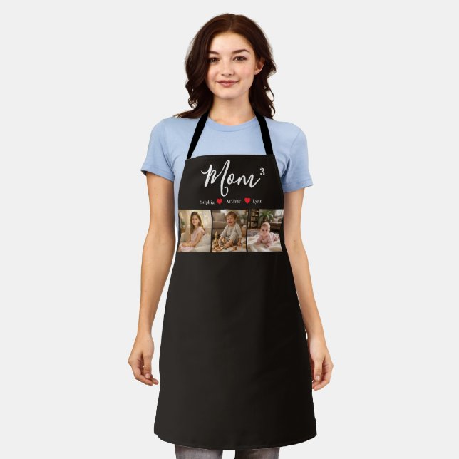Modern Minimalist Mom Custom Photo & Name Keepsake Apron (Worn)