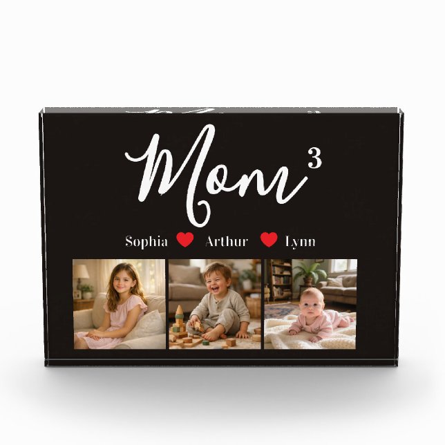 Modern Minimalist Mom Custom Photo & Name Keepsake Block (Front)