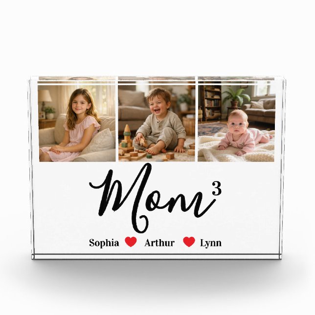 Modern Minimalist Mom Custom Photo & Name Keepsake Block (Front)