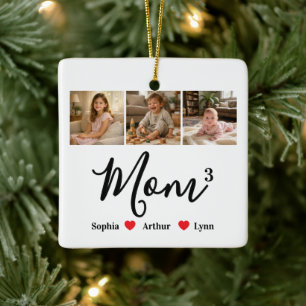 Modern Minimalist Mom Custom Photo & Name Keepsake Ceramic Ornament
