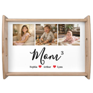 Modern Minimalist Mom Custom Photo & Name Keepsake Serving Tray