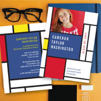 Modern Minimalist Mondrian Photo Graduation Party