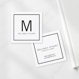 Modern Minimalist Monogram and Name Square Business Card