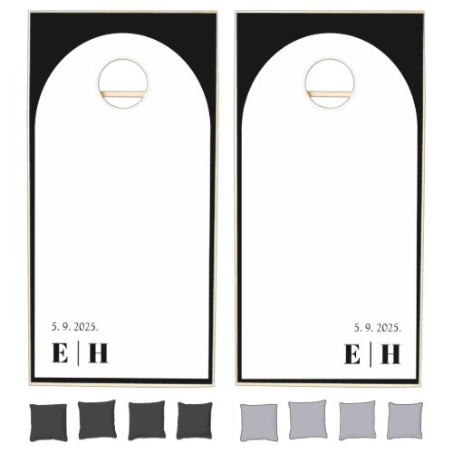 Modern Minimalist Monogram Arched Wedding Cornhole Set