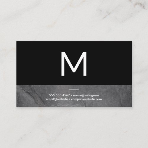 Modern Minimalist Monogram Black and Slate Business Card