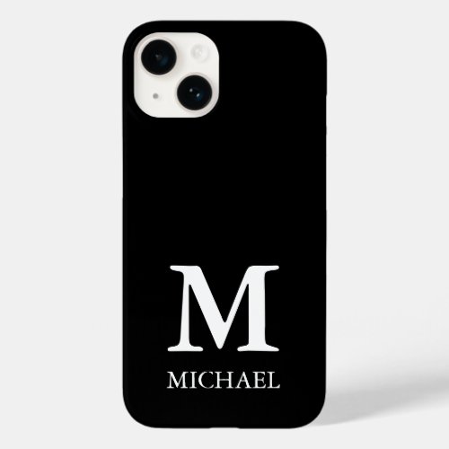 Modern Minimalist Monogram Black and White Case_Mate iPhone 14 Case