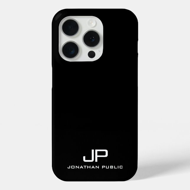Modern Minimalist Monogram Black And White Case-Mate iPhone Case (Back)