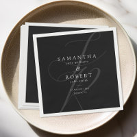 Modern Minimalist Monogram Black and White Wedding