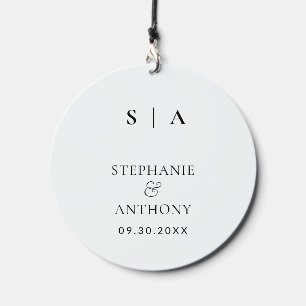 Modern Minimalist Monogram Black and White Wedding Wind Chime