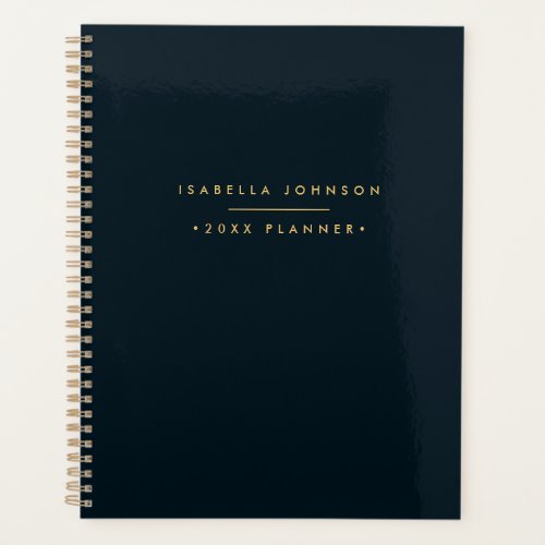 Modern Minimalist Monogram  Black Gold Planner