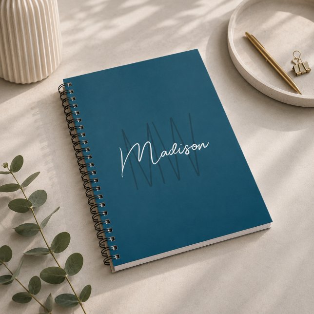 Modern Minimalist Monogram Blue Notebook (Modern Minimalist Monogram Blue Notebook)
