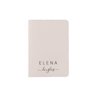Modern Minimalist Monogram Blush Script Passport Holder