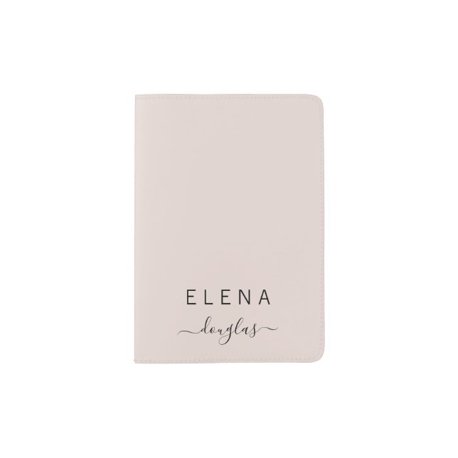 Modern Minimalist Monogram Blush Script Passport Holder (Front)