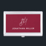 Modern Minimalist Monogram Business Card Case<br><div class="desc">Keep your business cards organized and stylish with this burgundy modern minimalist business card case. The design features a monogram in white,  adding a personal touch to your professional look. This case is perfect for carrying in your bag or briefcase,  and makes a great gift for colleagues and clients.</div>