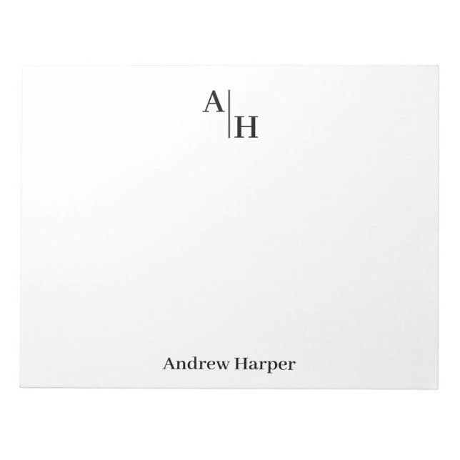 Modern Minimalist Monogram Business Notepad (Front)