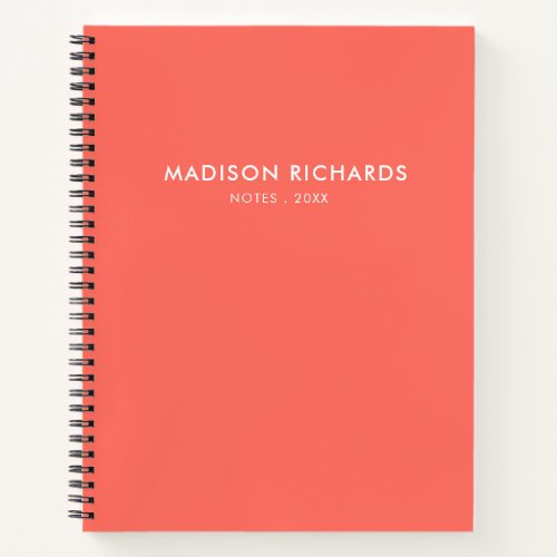 Modern Minimalist Monogram Coral Red    Notebook