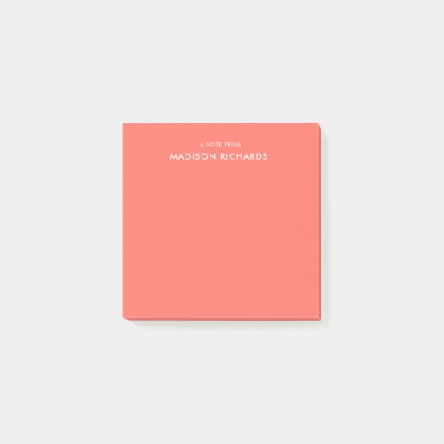 Modern Minimalist Monogram Coral Red     Post_it Notes