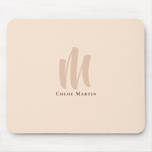 Modern Minimalist Monogram Custom Name Simple Mouse Pad (Front)