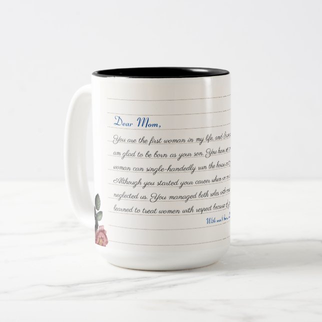 Modern Minimalist Monogram Custom Photo Collage Two-Tone Coffee Mug (Front Left)