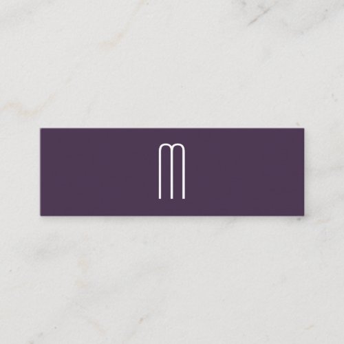 Modern Minimalist Monogram Deep Purple Mini Business Card