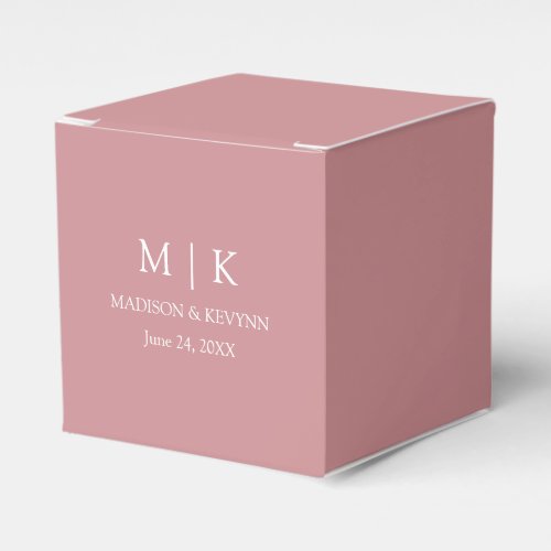 Modern Minimalist Monogram Dusty Rose Wedding Favor Boxes