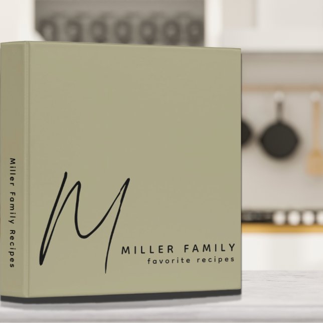 Modern Minimalist Monogram Family Recipes 3 Ring Binder (Creator Uploaded)