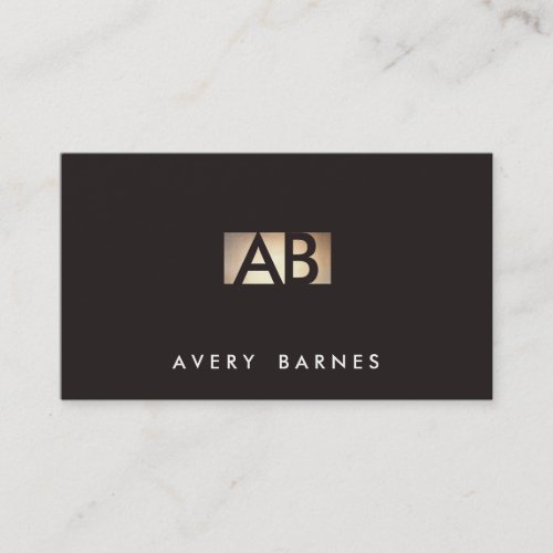 Modern Minimalist Monogram Gold and Black Business Card