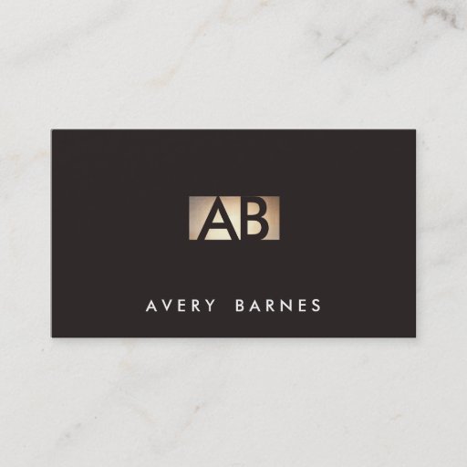 Customizable Modern Minimalist Monogram Gold and Black Business Card