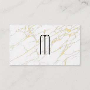 Modern Minimalist Monogram Gold Marble Business Card