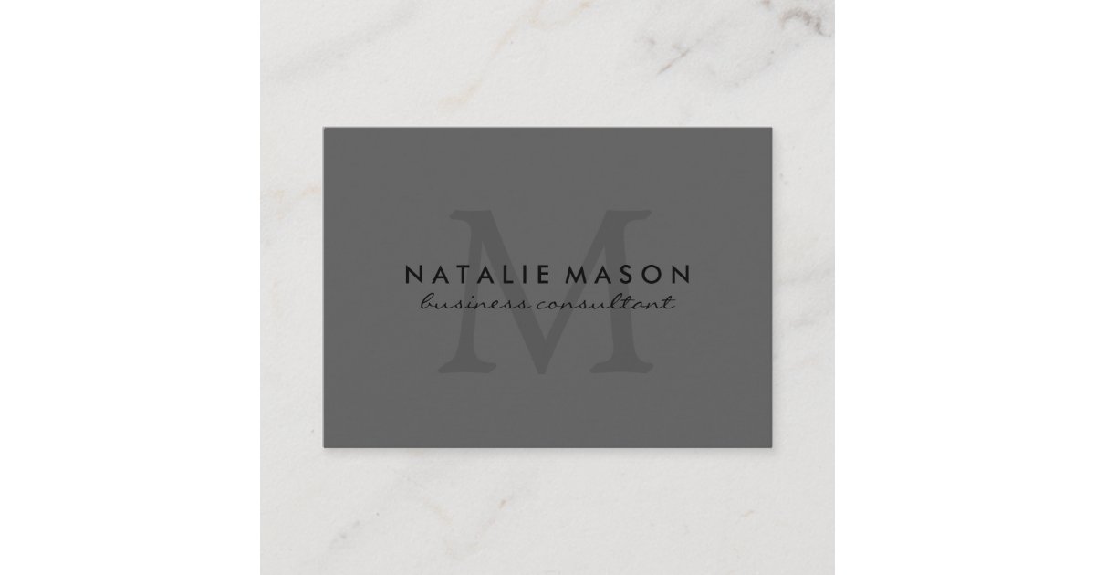 Modern Minimalist Monogram Gray Business Card | Zazzle