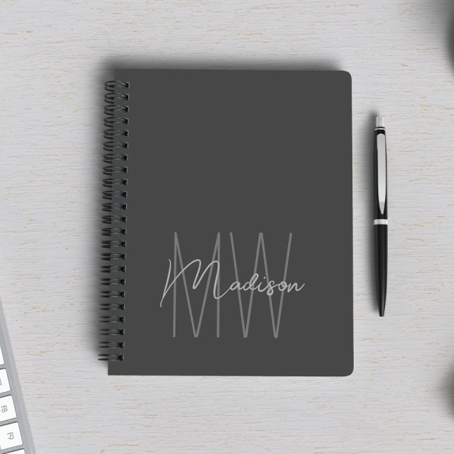 Modern Minimalist Monogram Gray Notebook (Creator Uploaded)