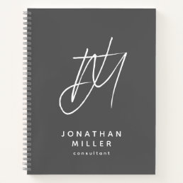 Modern Minimalist Monogram Gray Notebook