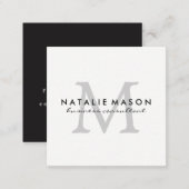 Modern Minimalist Monogram Gray on White Square Business Card (Front/Back)