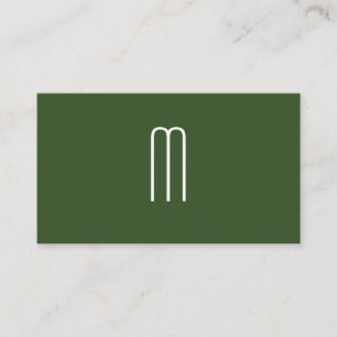 Modern Minimalist Monogram Green Business Card