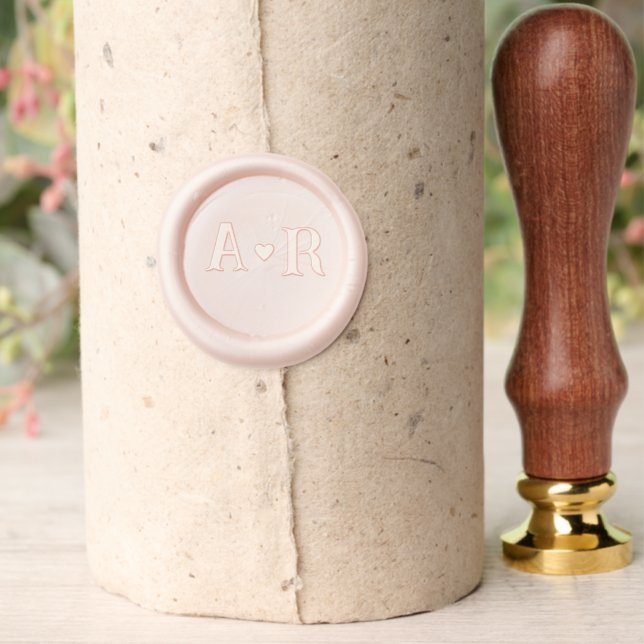 Modern minimalist  Monogram Heart weddiing Wax Seal Stamp (Insitu (Parchment))