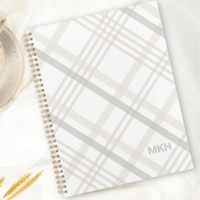 Modern Minimalist Monogram Initial Elegant Plaid Planner (Creator Uploaded)