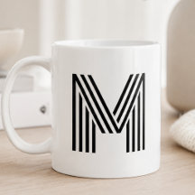 Modern Minimalist Monogram Initial Letter Black