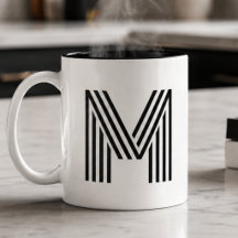 Modern Minimalist Monogram Initial Letter Black