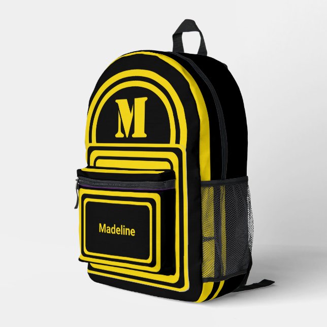 Modern Minimalist Monogram Initial Name Printed Backpack (Back Corner Right)