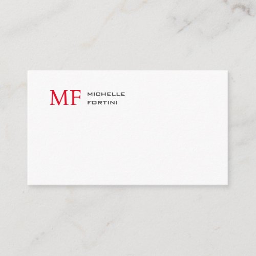 Modern Minimalist Monogram Initial Plain Red White Enclosure Card