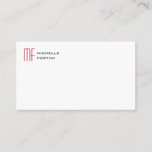 Modern Minimalist Monogram Initial Plain Red White Enclosure Card