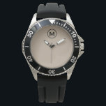 Modern Minimalist Monogram Initial Watch<br><div class="desc">Modern Sporty Monogram Simple Beige Black Monogram Emblem Minimal Classic Block Typography</div>