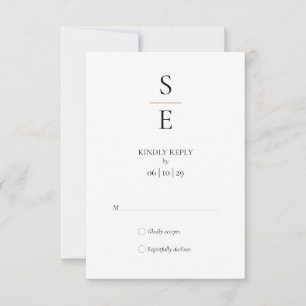 Modern Minimalist Monogram Initials Wedding RSVP C Card