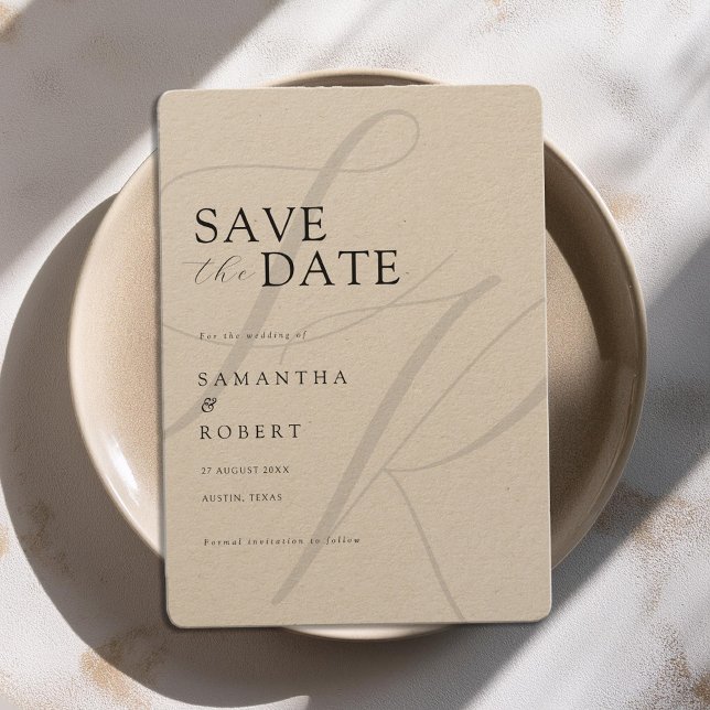Modern Minimalist Monogram Kraft Wedding Save The Date (Creator Uploaded)