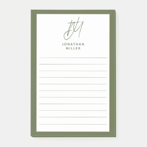 Modern Minimalist Monogram Lined Post_it Notes