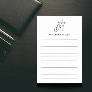 Modern Minimalist Monogram Lined Post-it Notes