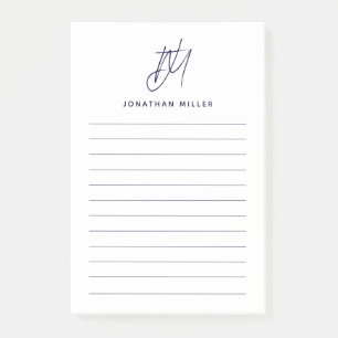 Modern Minimalist Monogram Lined Post-it Notes