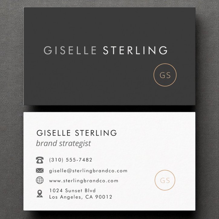 Modern Minimalist Monogram Luxury Black Business Card