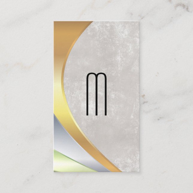 Modern Minimalist Monogram | Metal Layers Business Card (Front)